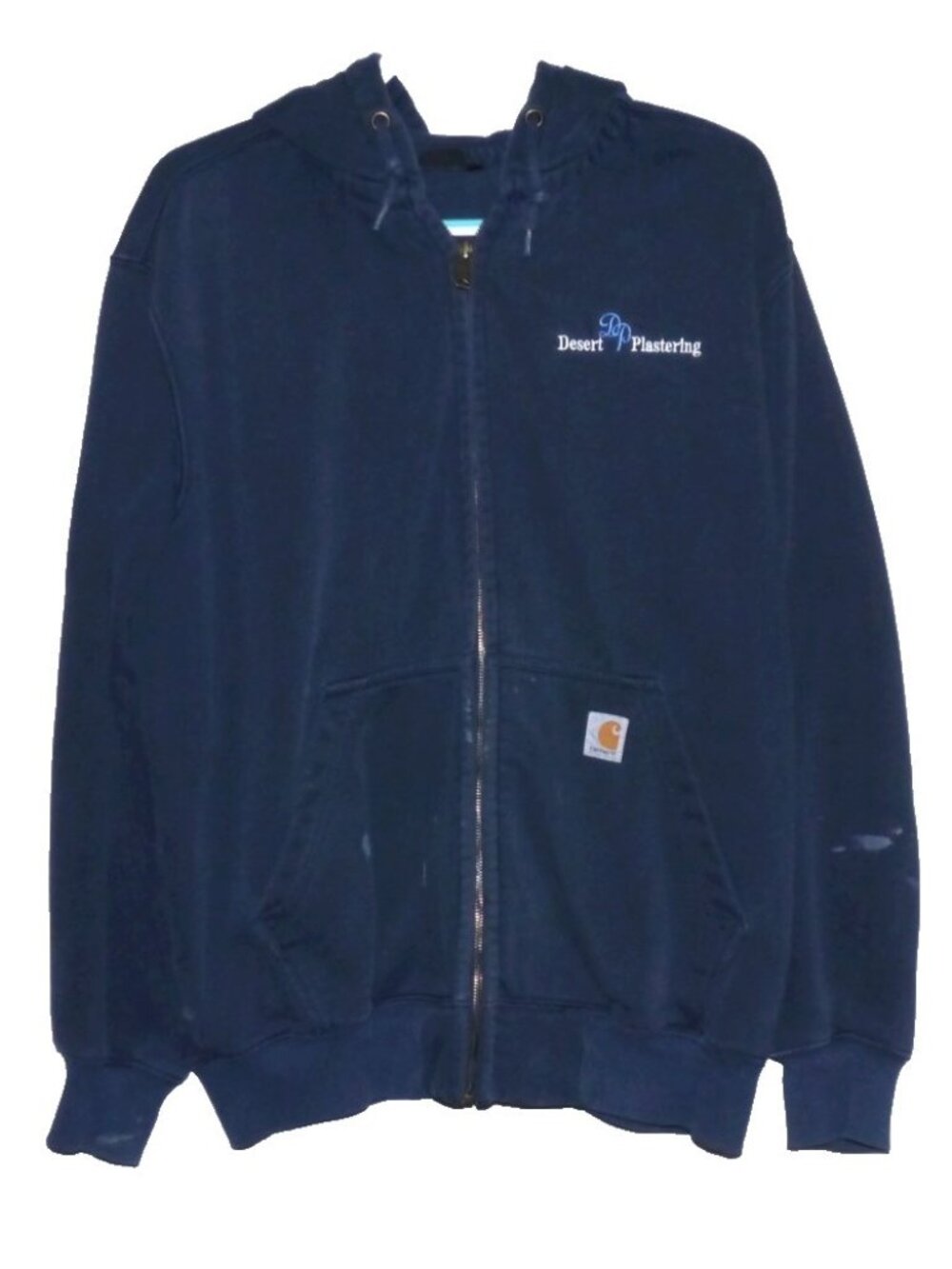 Carhartt dk blue Rain Defender full zip hoodie sweatshirt has business Logo sz L